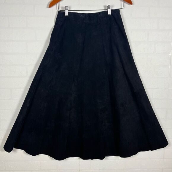 Georgetown Leather Design Women’s Black Leather mid-Maxi Skirt size 7/8 or 26in - Picture 9 of 11